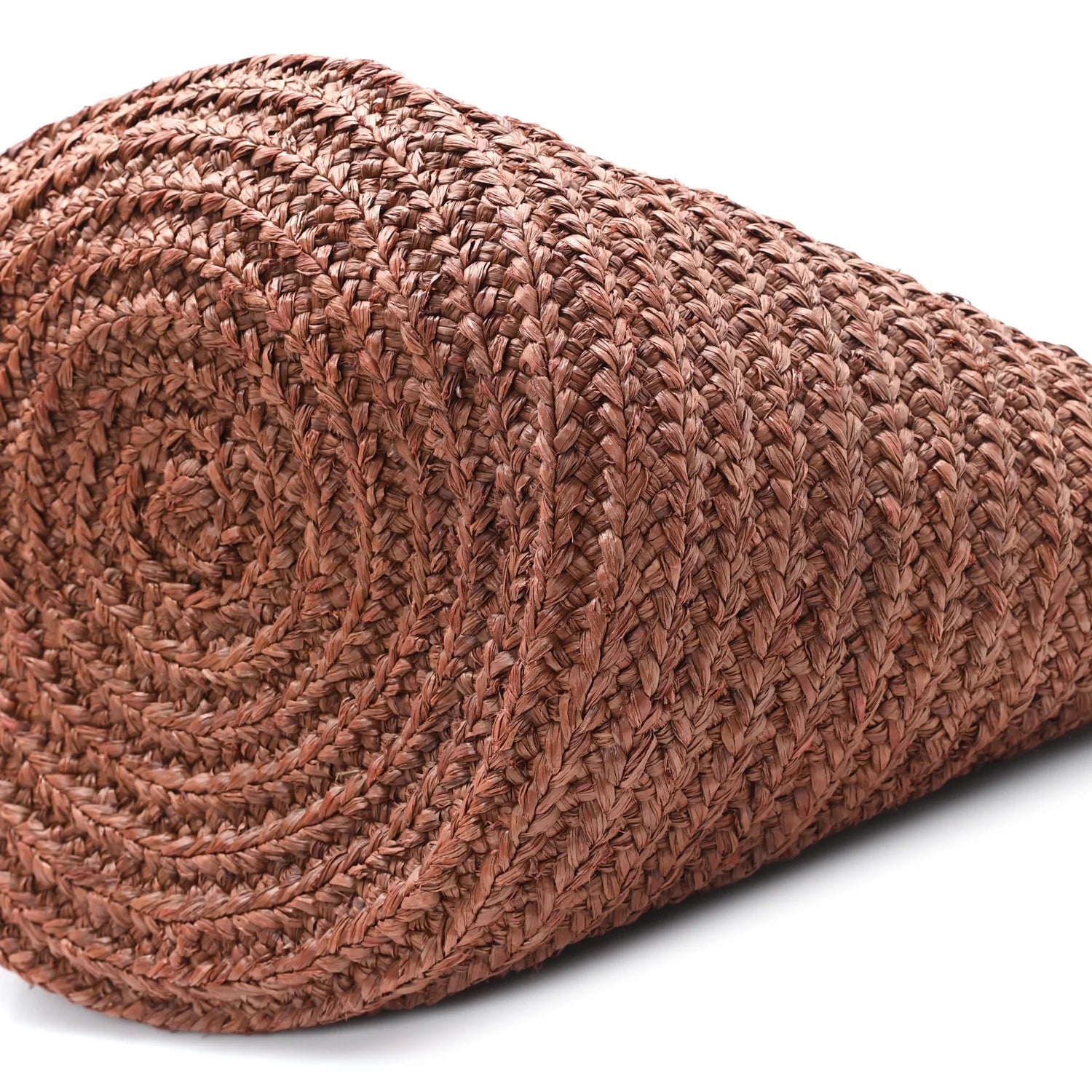 Raffia Calfskin Medium Panier Tote Dark Chocolate