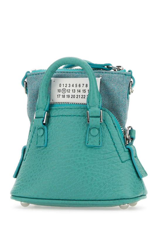 SEA GREEN LEATHER and FABRIC 5AC CLASSIQUE BABY HANDBAG