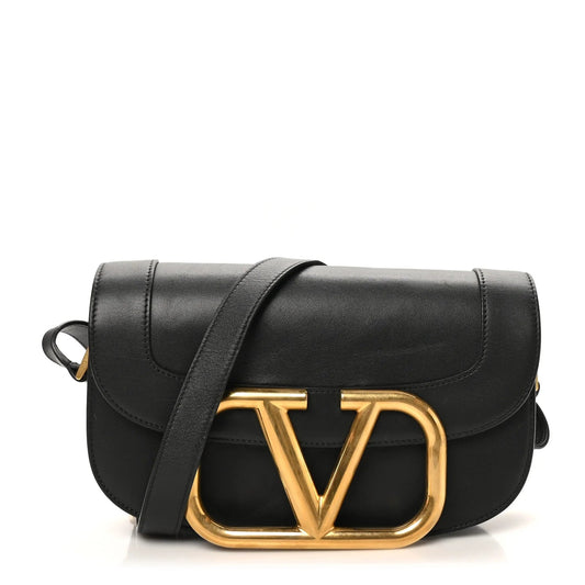 Smooth Calfskin Supervee Shoulder Bag Black