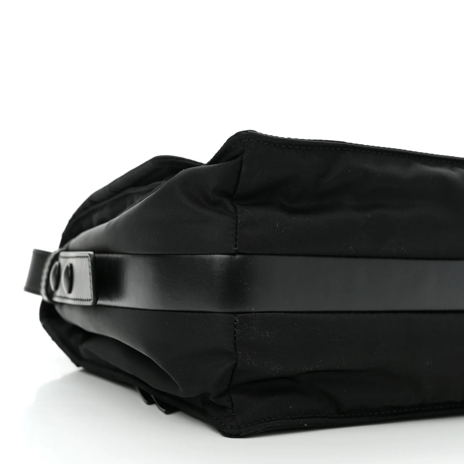 Re-Nylon Vitello Padded Large Flap Shoulder Bag Black