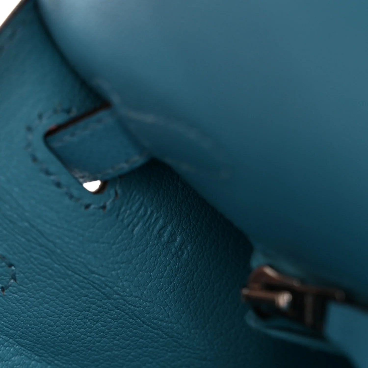Madame Calfskin Kelly Sellier 25 Bleu Du Nord