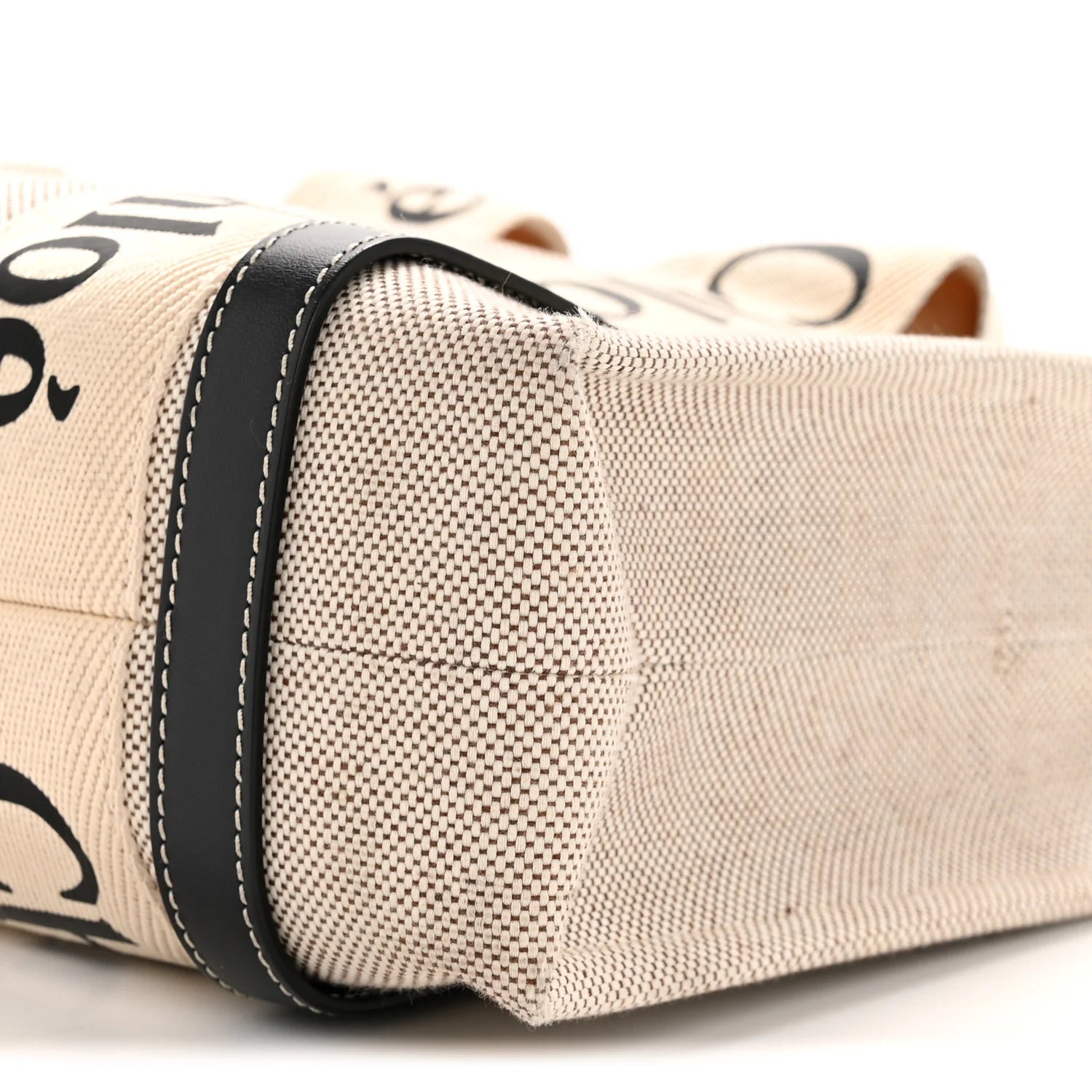 Cotton Calfskin Small Woody Ribbon Tote with Strap White Navy