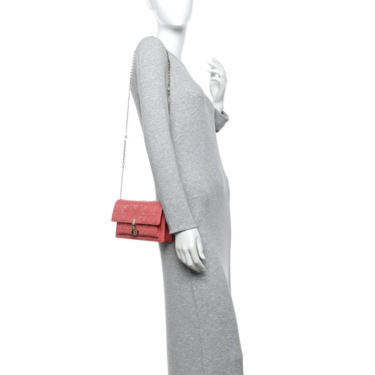 Patent Cannage Lady Dior Chain Pouch Pink
