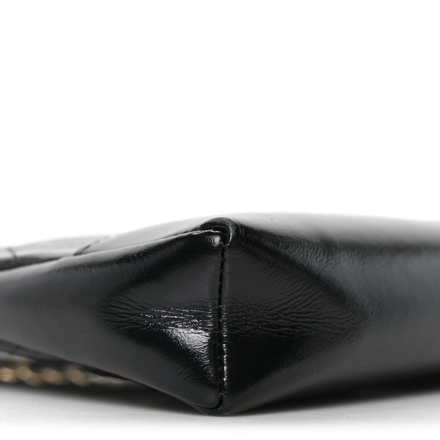 Shiny Crumpled Calfskin Quilted Nano 31 Shopping Bag Black