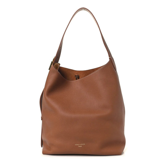 Grained Calfskin Low Key Hobo MM Cognac