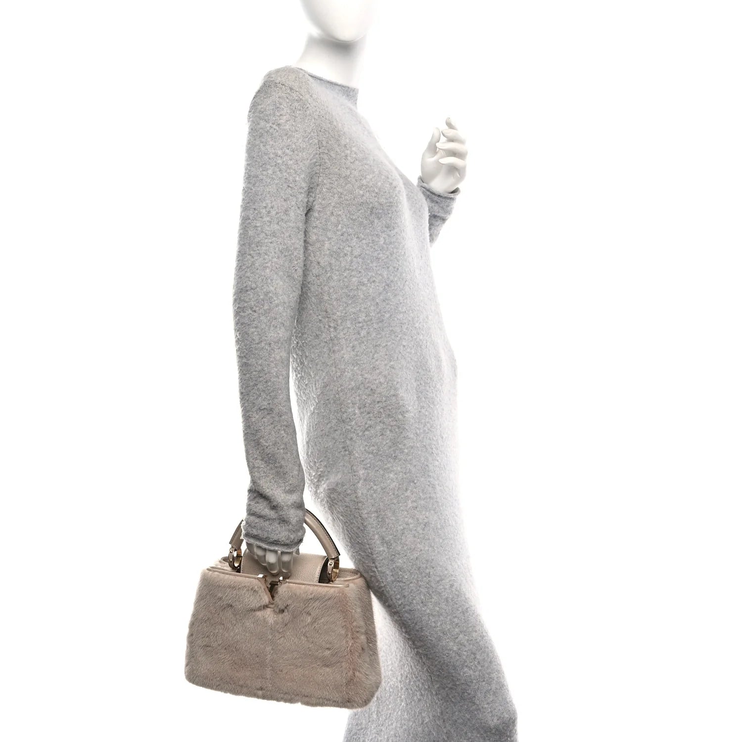 Mink Goatskin Capucines BB Beige