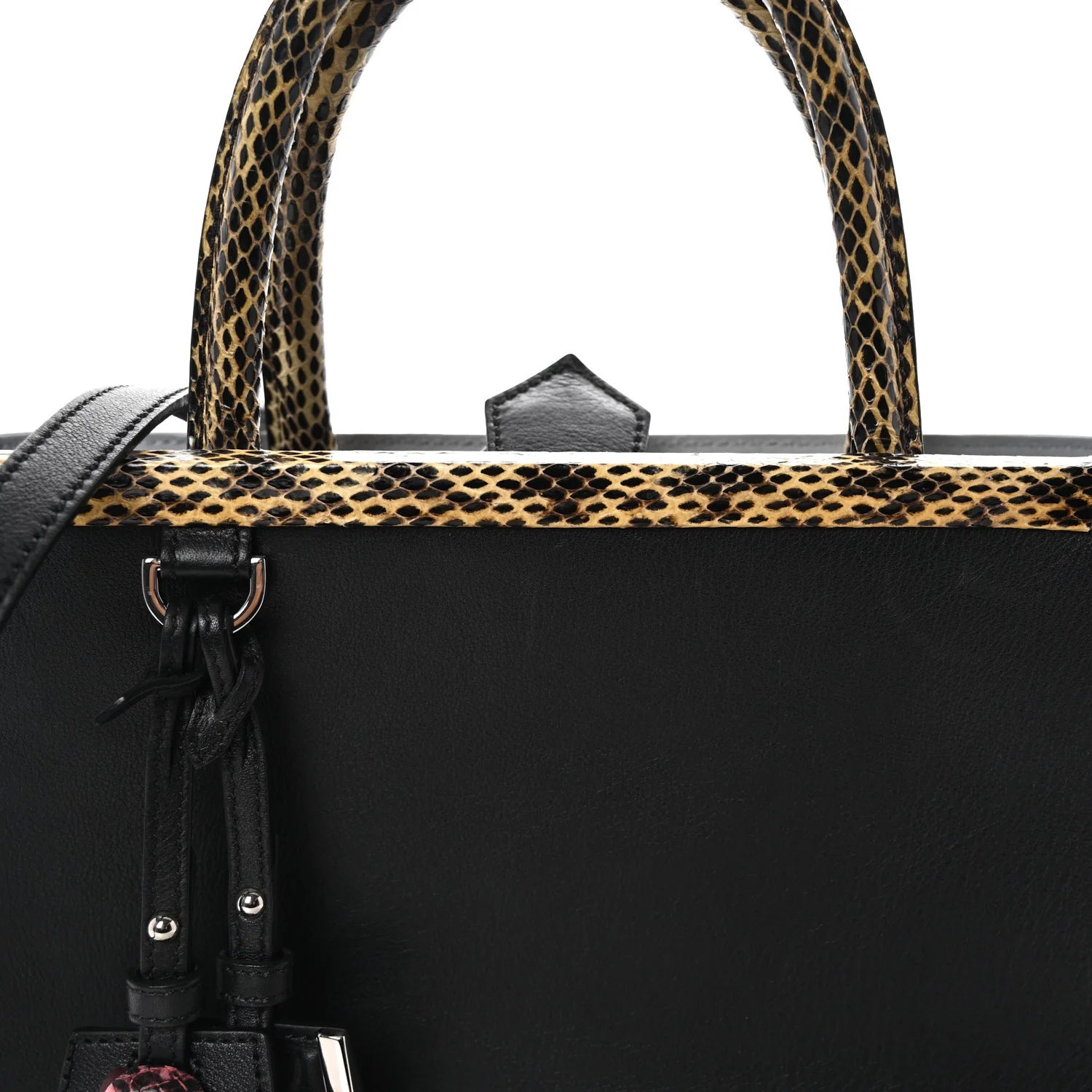 Vitello Dolce Elaphe Petite 2Jours Tote Black Polvere