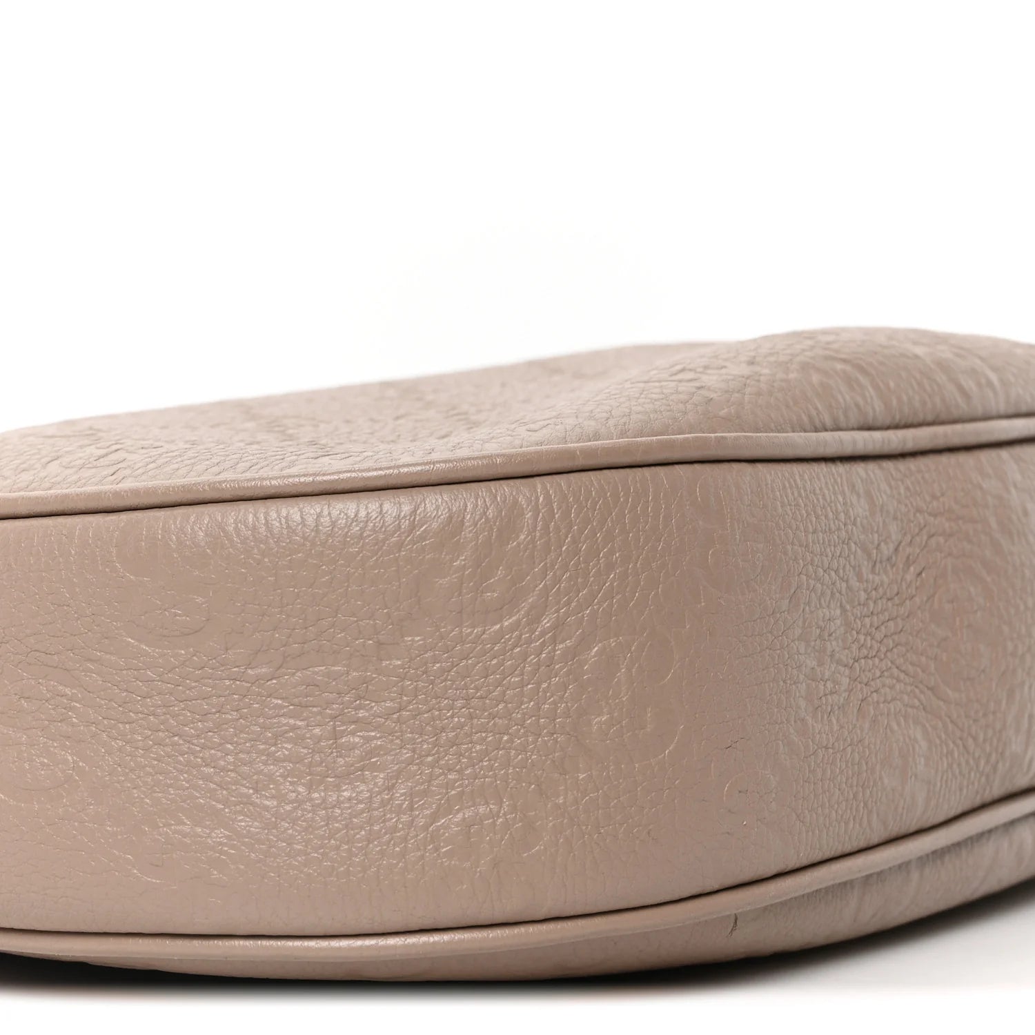 Grainy Calfskin GG Embossed Emblem Large Half Moon Shoulder Bag Taupe