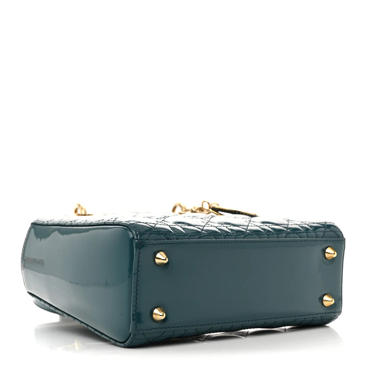 Patent Cannage Small Lady Dior Turquoise