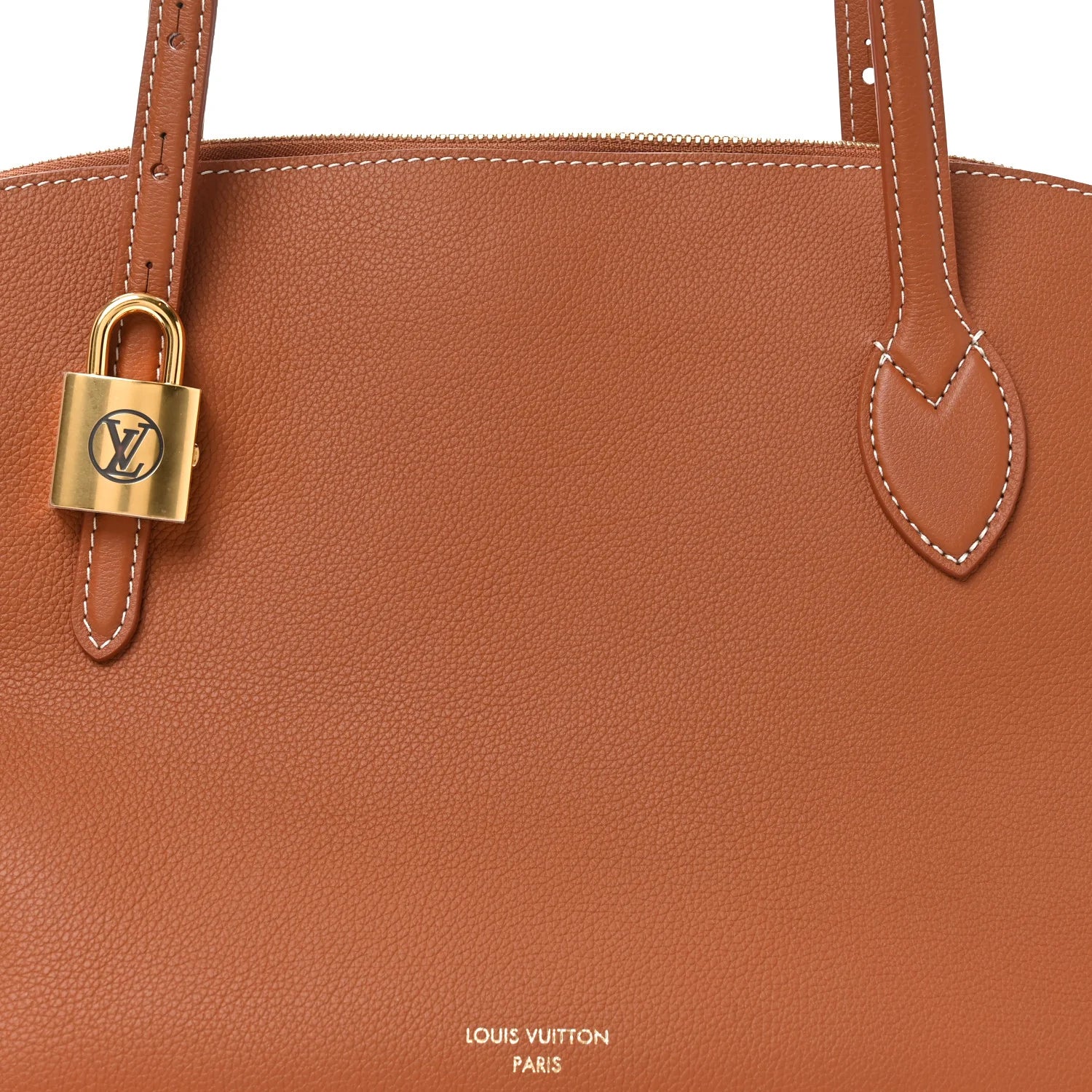 Grained Calfskin Low Key Duffle Tote Cognac