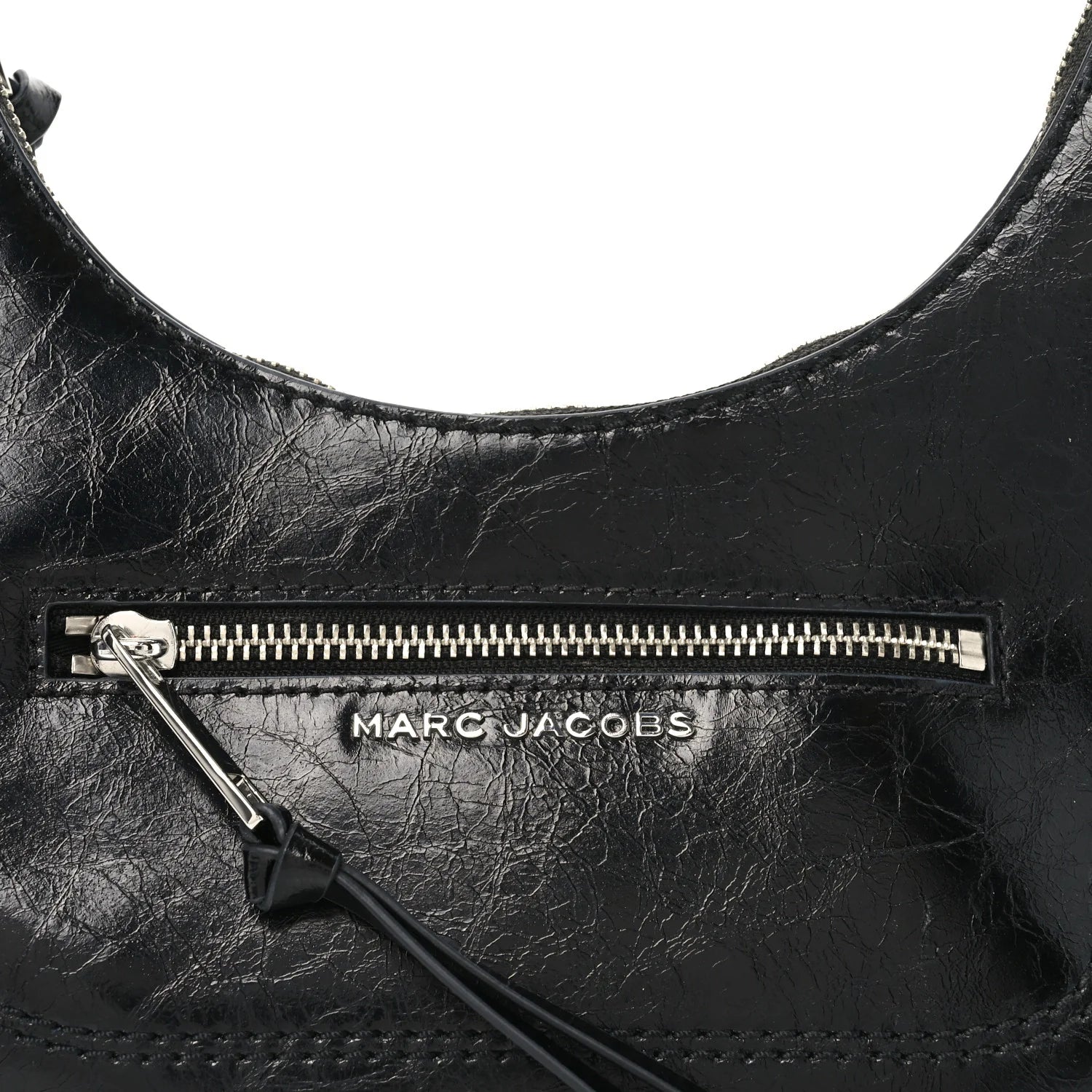 Crinkled Calfskin Cruiser Crescent Bag Black