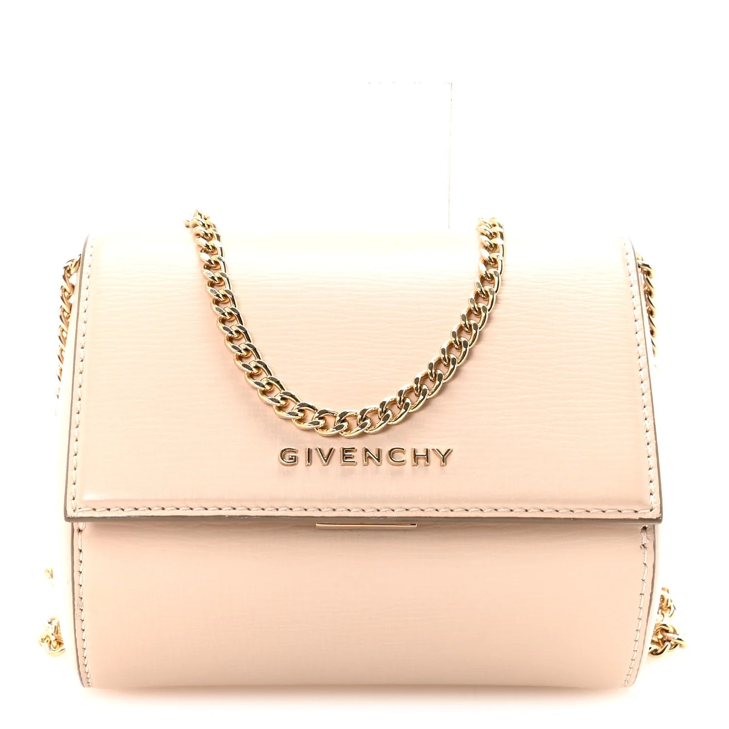 Textured Calfskin Micro Pandora Box Clutch Nude Pink