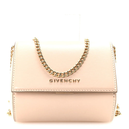 Textured Calfskin Micro Pandora Box Clutch Nude Pink