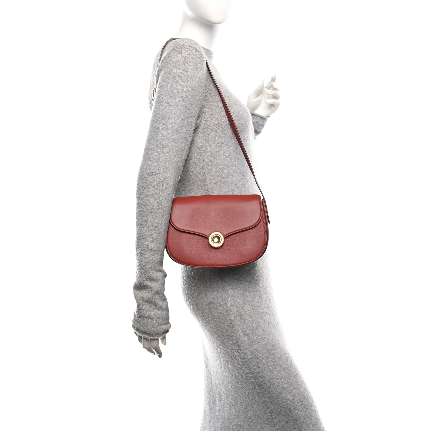 Grained Calfskin Small Ghiera Bag Deep Kummel