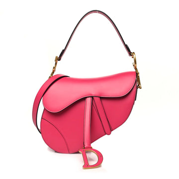 Supple Calfskin Saddle Bag with Strap Passion Pink