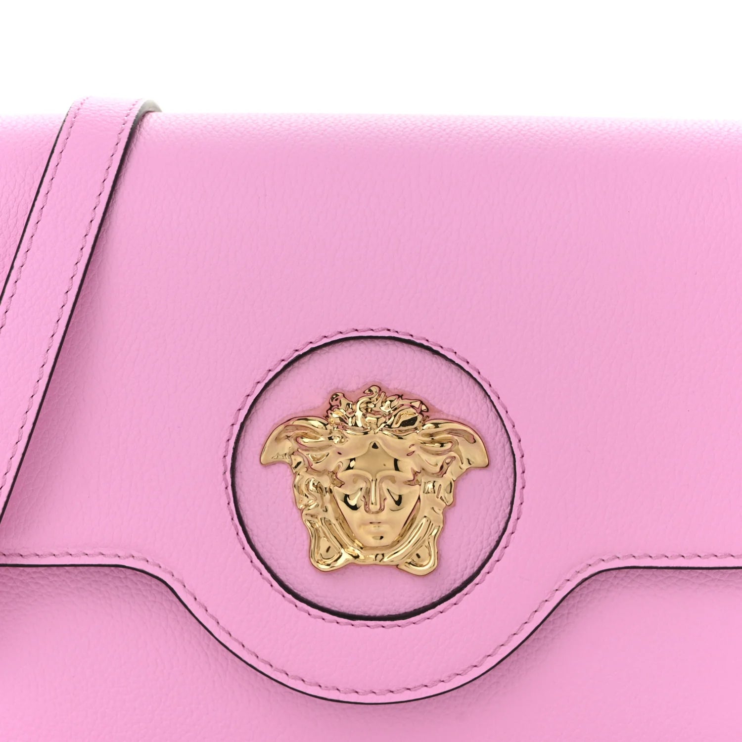 Grained Calfskin La Medusa Shoulder Bag Pink