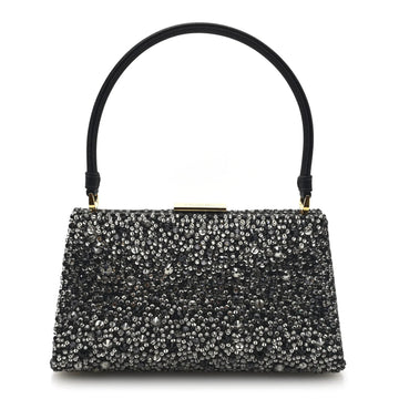 Satin Sequin Frame Bag Black