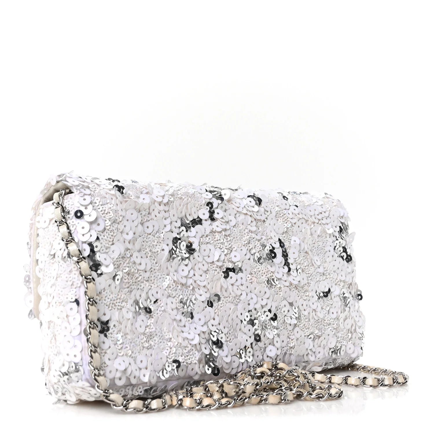 Sequin East West Flap White Silver