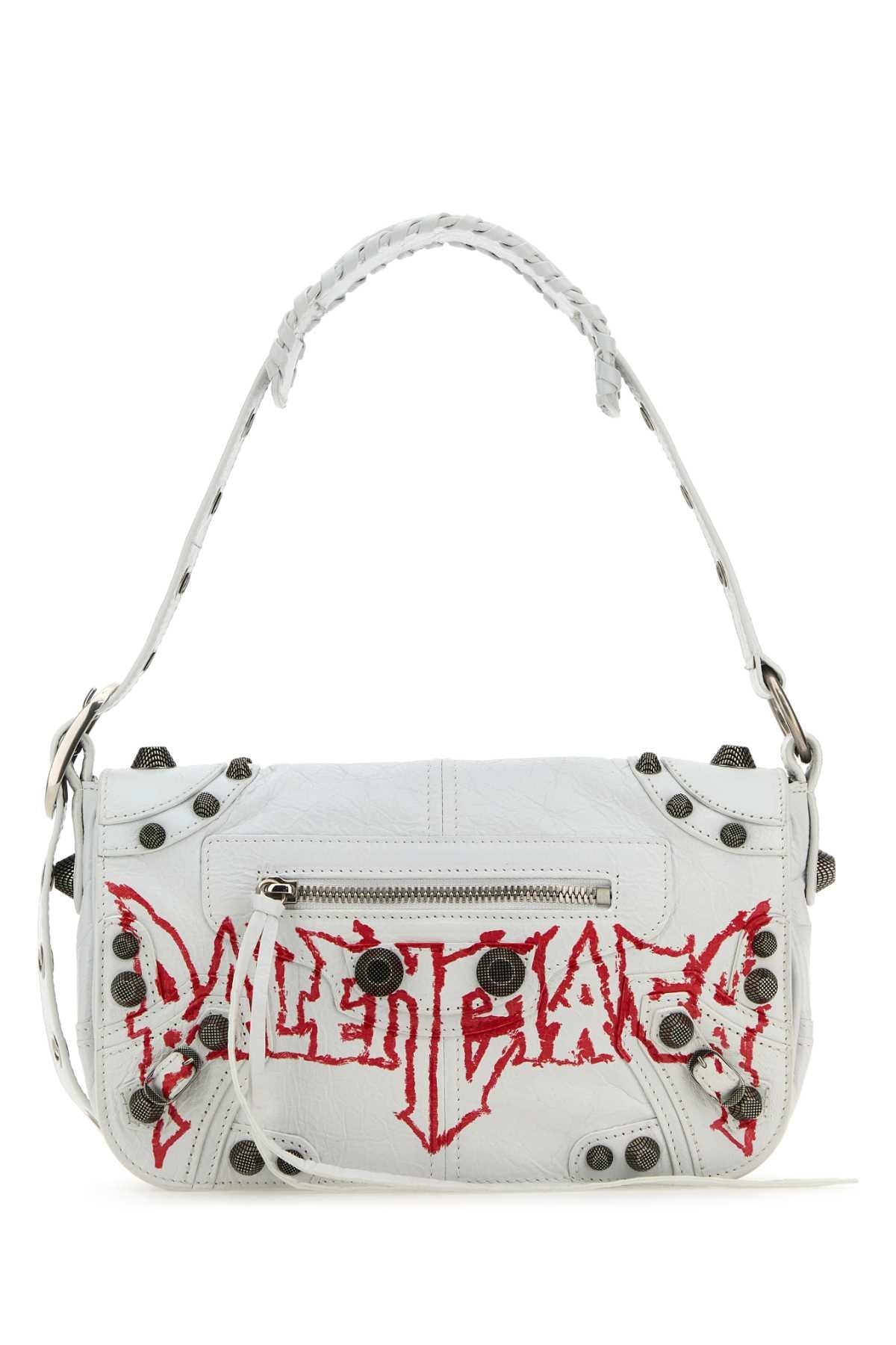 WHITE LEATHER LE CAGOLE XS DIY METAL CROSSBODY BAG