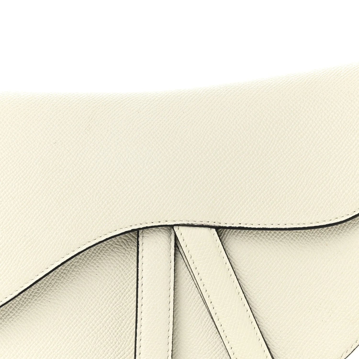 Grained Calfskin Saddle Bag White