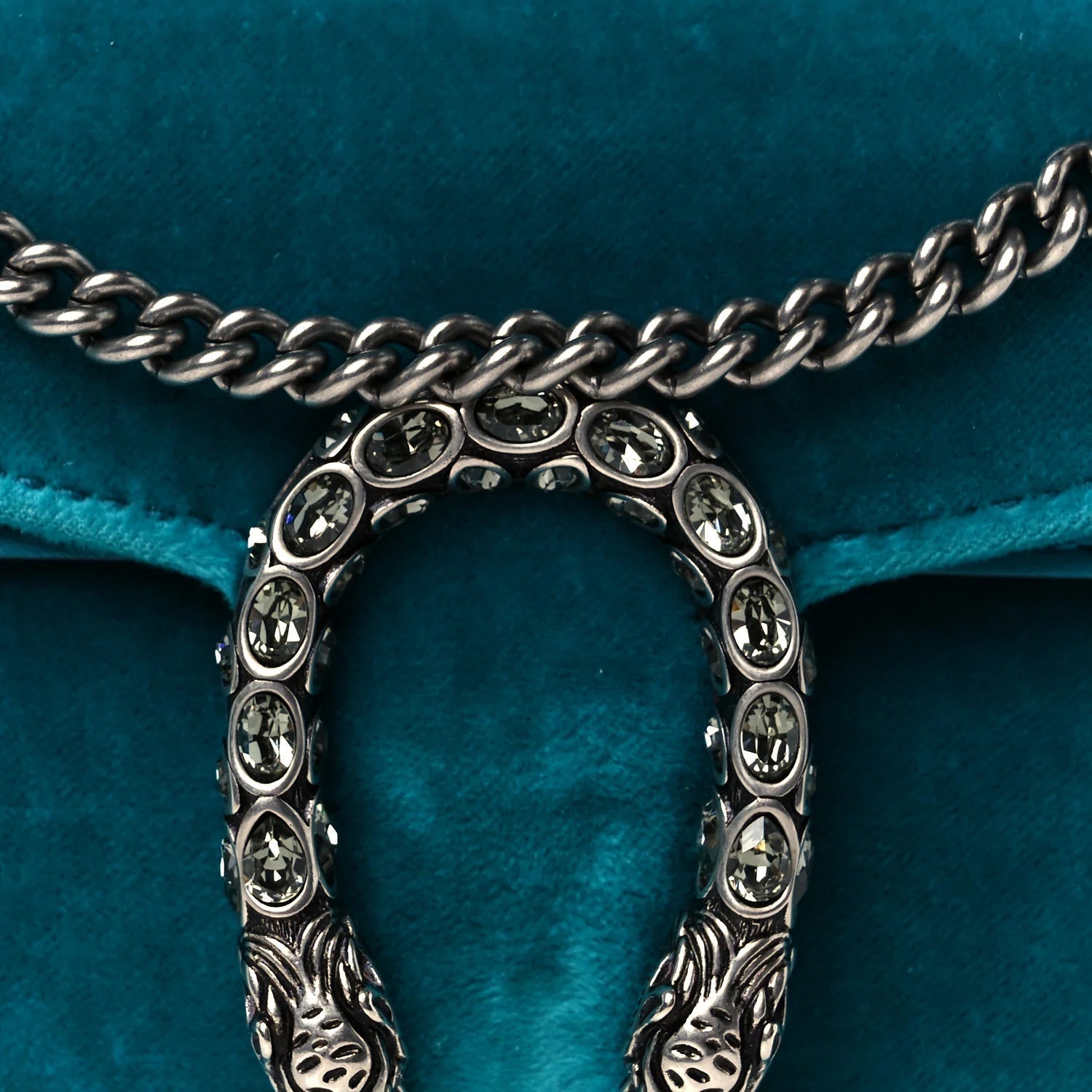 Velvet Super Mini Dionysus Shoulder Bag Pavone Cyan