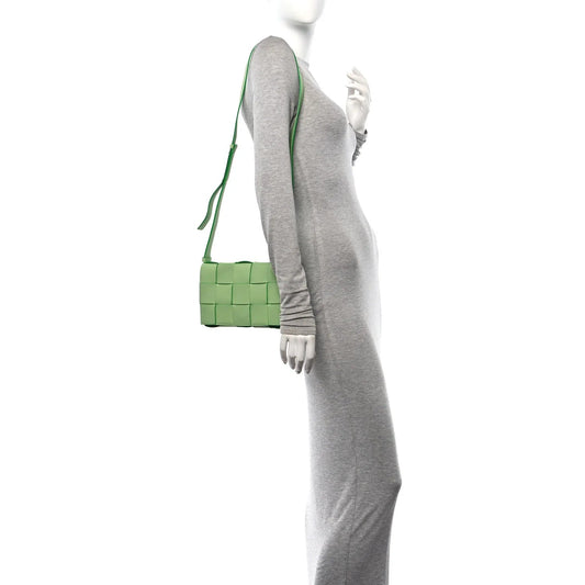 Grained Calfskin Maxi Intrecciato Cassette Crossbody Bag Pistachio