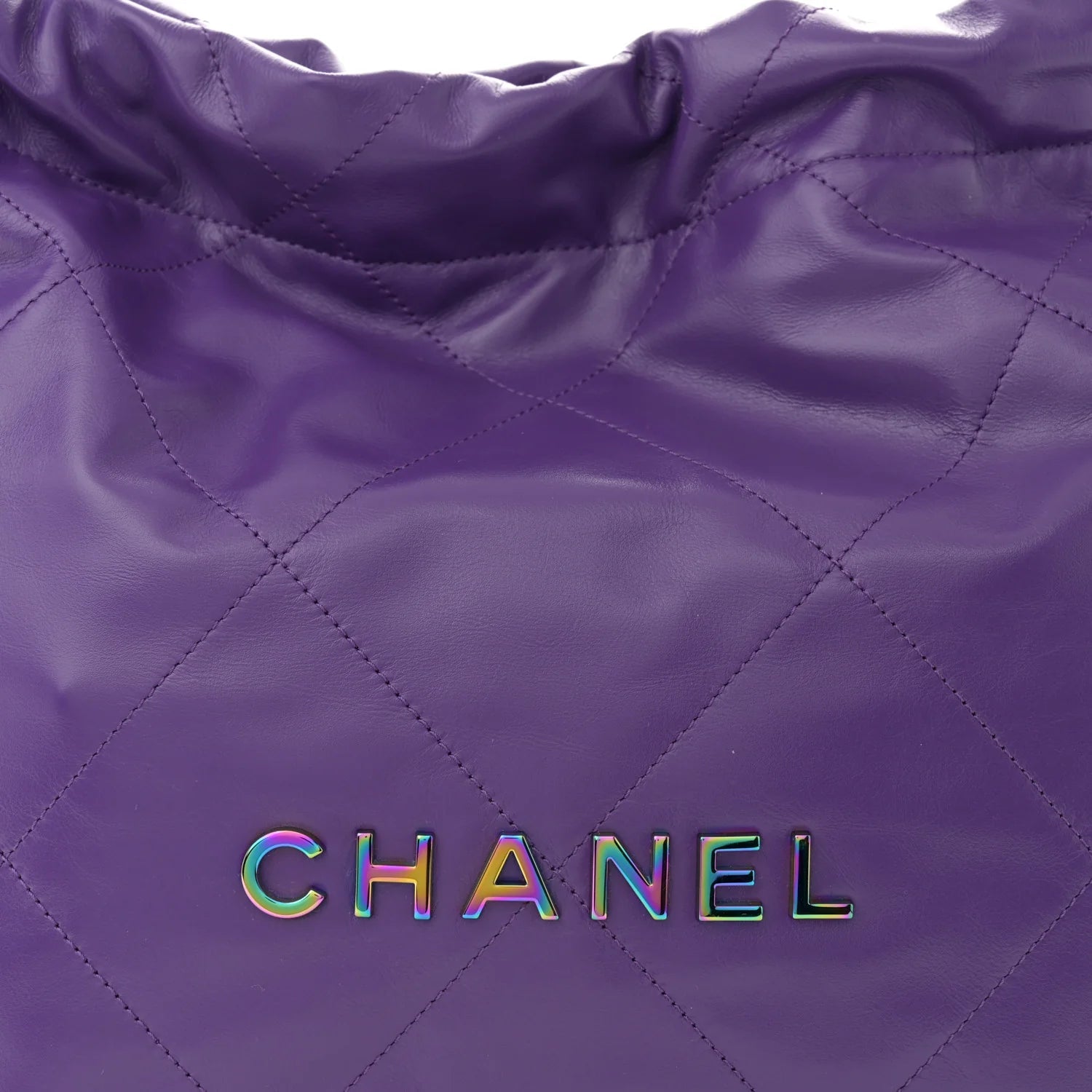 Shiny Calfskin Quilted Rainbow Small  22 Purple