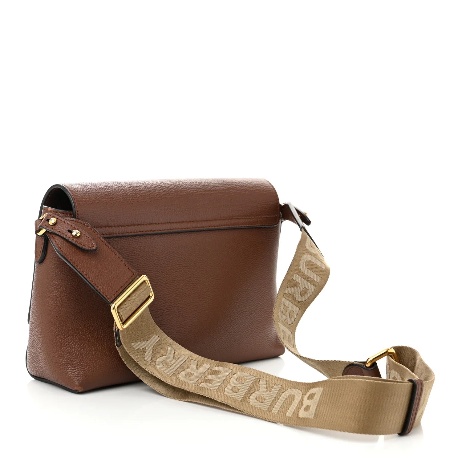 Grainy Calfskin Vintage Check Note Crossbody Bag Malt Brown