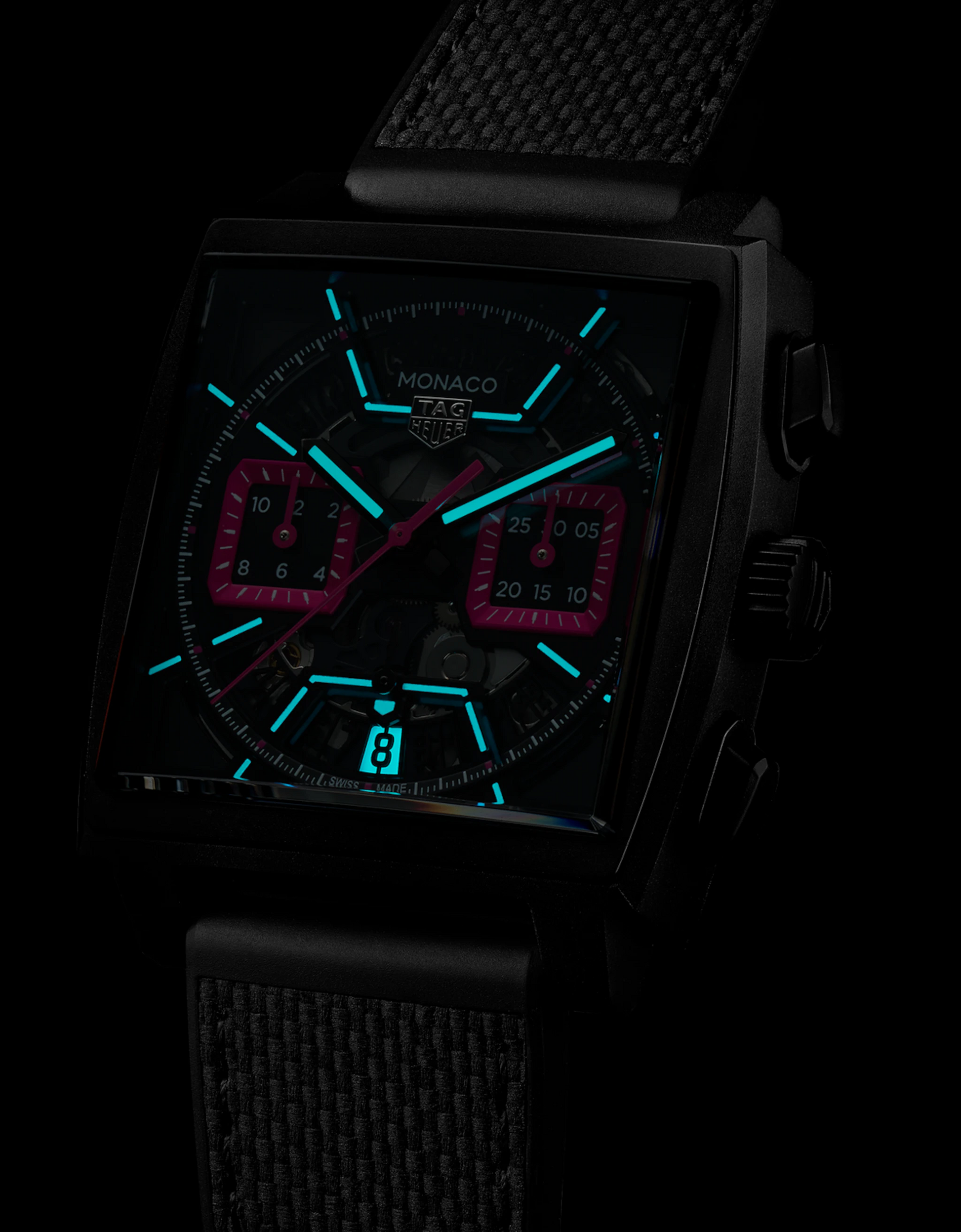 Unworn  Monaco Chronograph Skeleton, Black DLC Titanium, Automatic, 39Mm, Ref# CBL218B.FT6236, Box and Papers