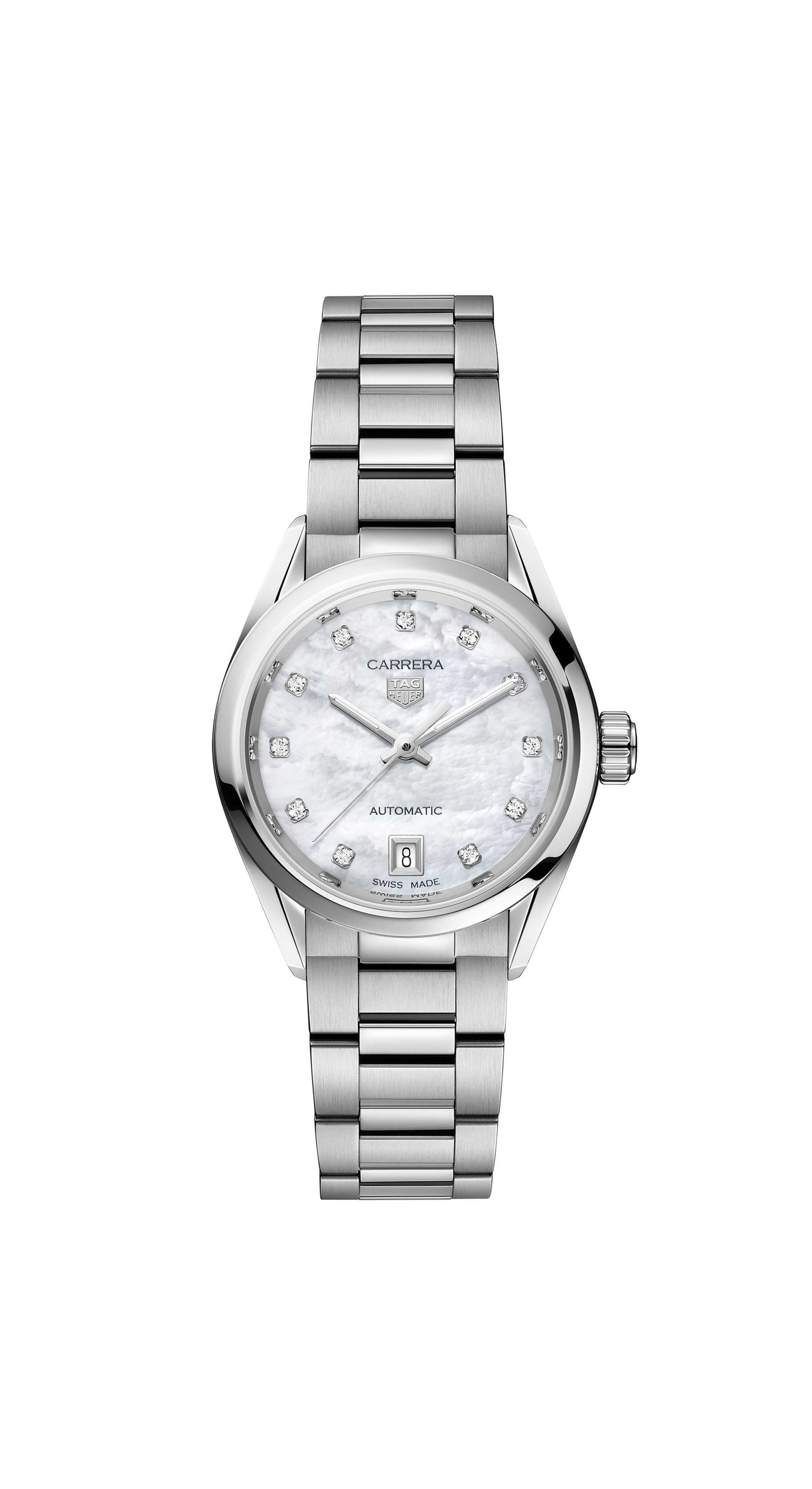 Unworn  Carrera Calibre 9 Date, Stainless Steel and Diamonds, 29Mm, Ref# WBN2412.BA0621, Box & Papers