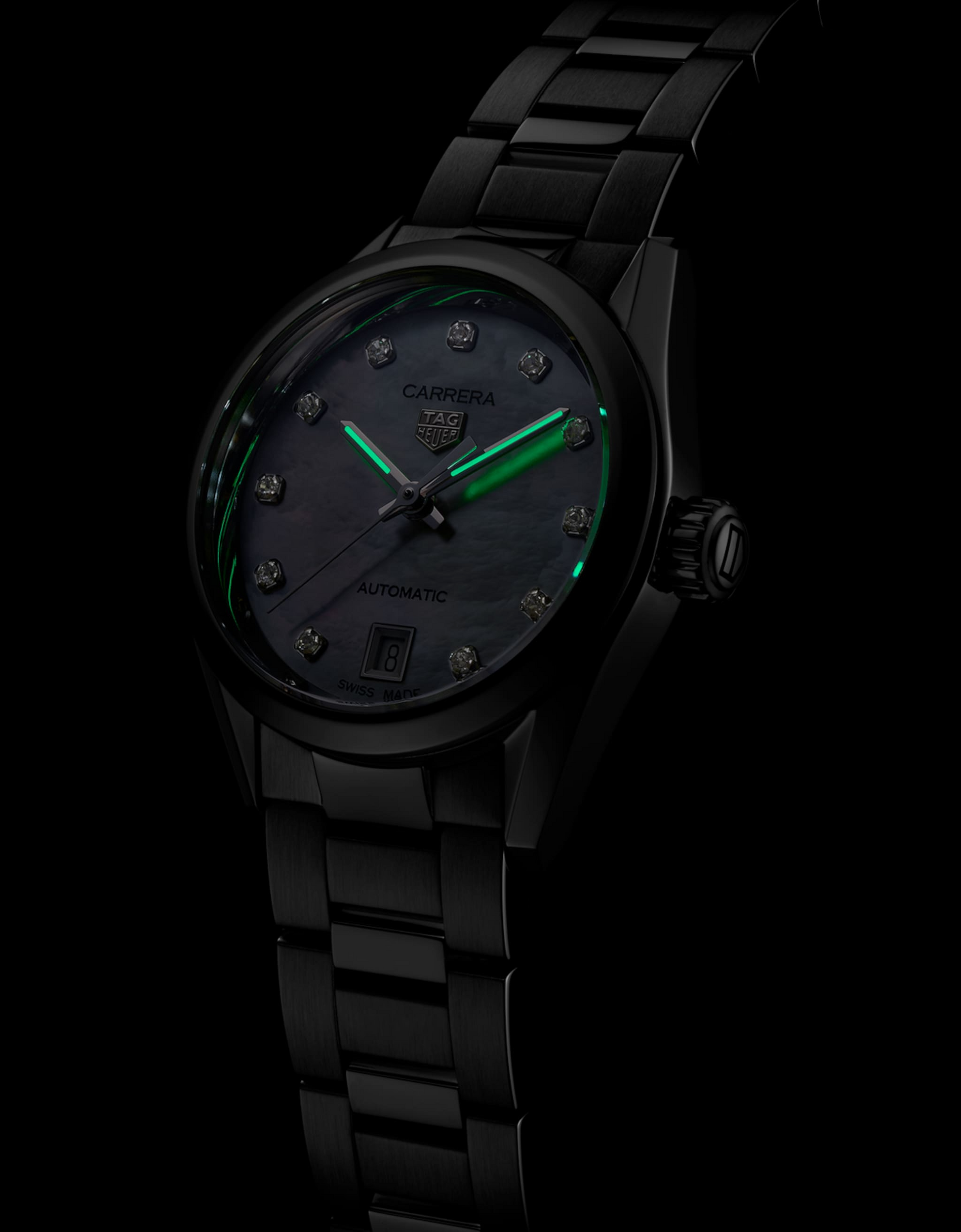 Unworn  Carrera Calibre 9 Date, Stainless Steel and Diamonds, 29Mm, Ref# WBN2412.BA0621, Box & Papers