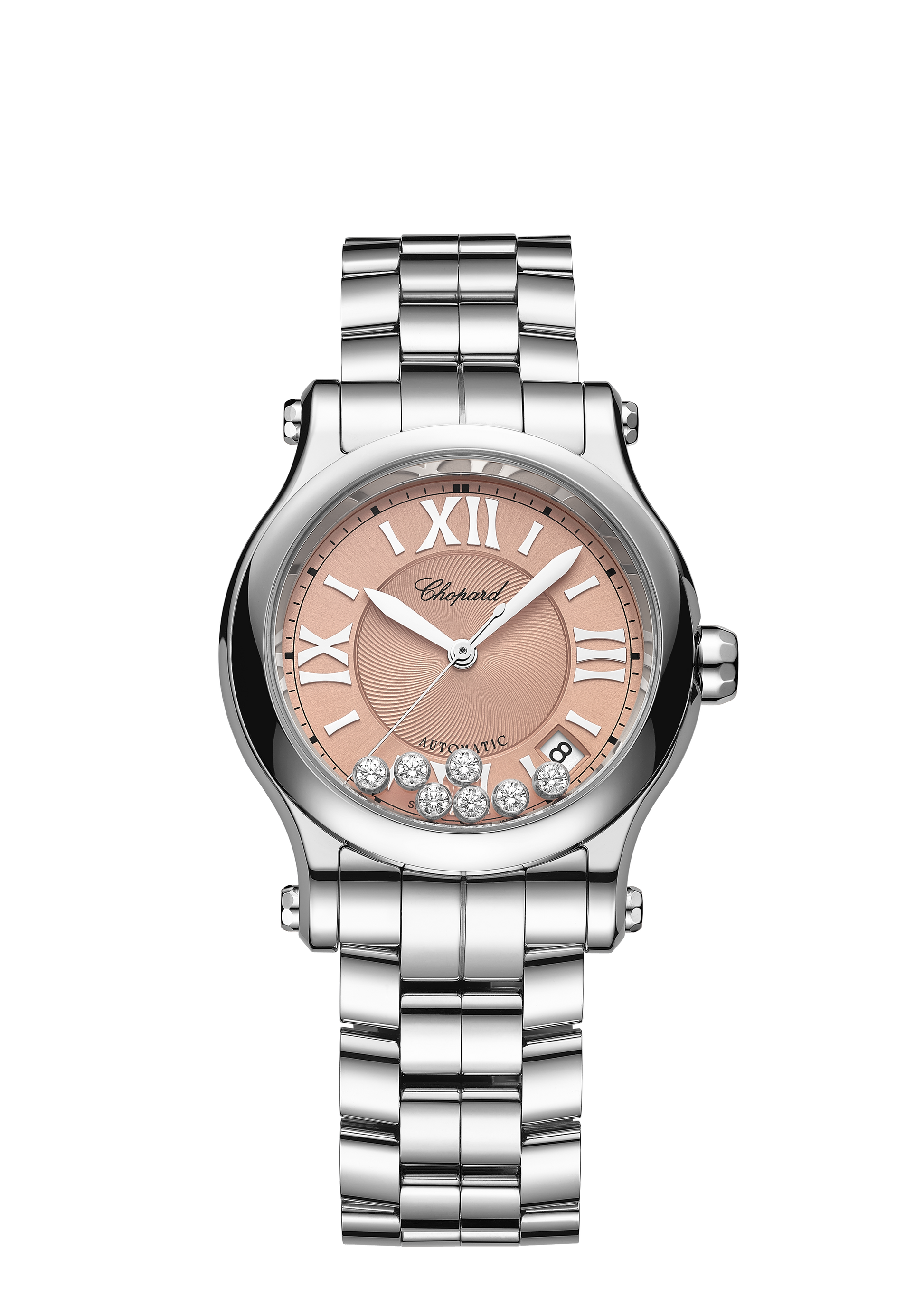 Unworn  Happy Sport, Stainless Steel, 7 Floating Diamonds, 36Mm, Ref# 278559-3025, Box and Papers