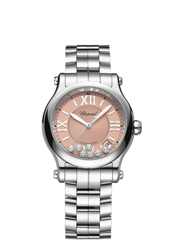 Unworn  Happy Sport, Stainless Steel, 7 Floating Diamonds, 36Mm, Ref# 278559-3025, Box and Papers