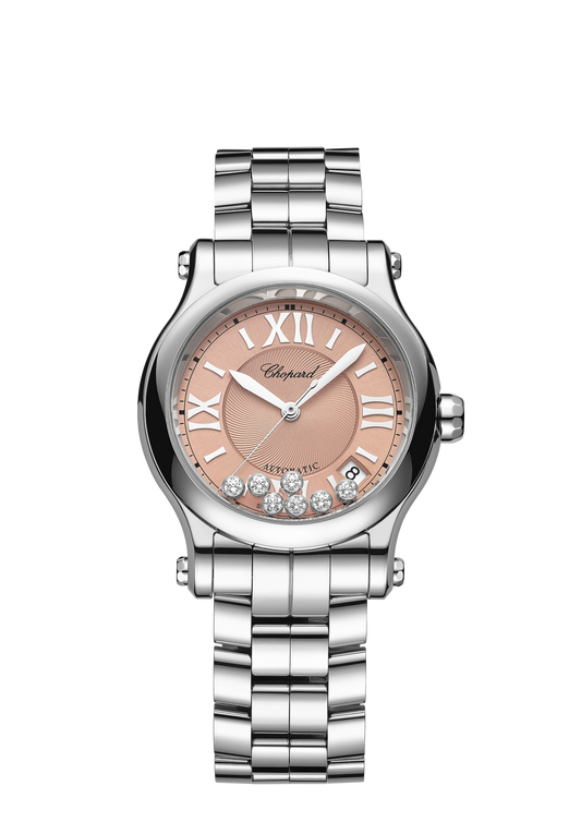 Unworn  Happy Sport, Stainless Steel, 7 Floating Diamonds, 36Mm, Ref# 278559-3025, Box and Papers