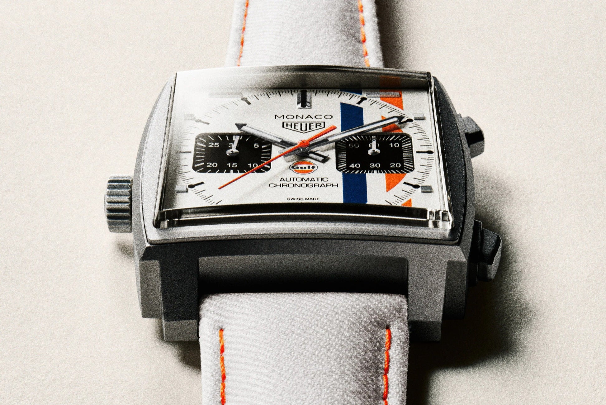 Unworn  Monaco Chronograph X Gulf Automatic, Titanium, 39Mm, Ref# CAW218G.EB0393, Box and Papers