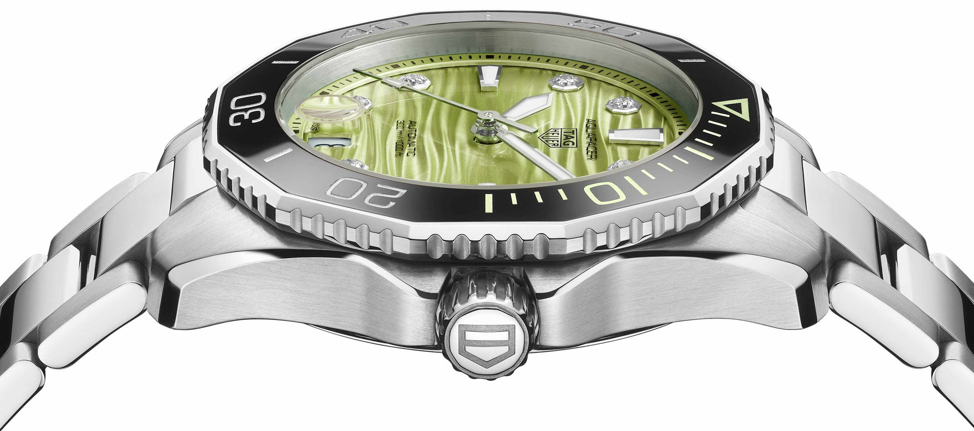 Unworn  Aquaracer Professional 300 Date, Stainless Steel Set with Diamonds, Ref# WBP231L.BA0618, Box & Papers