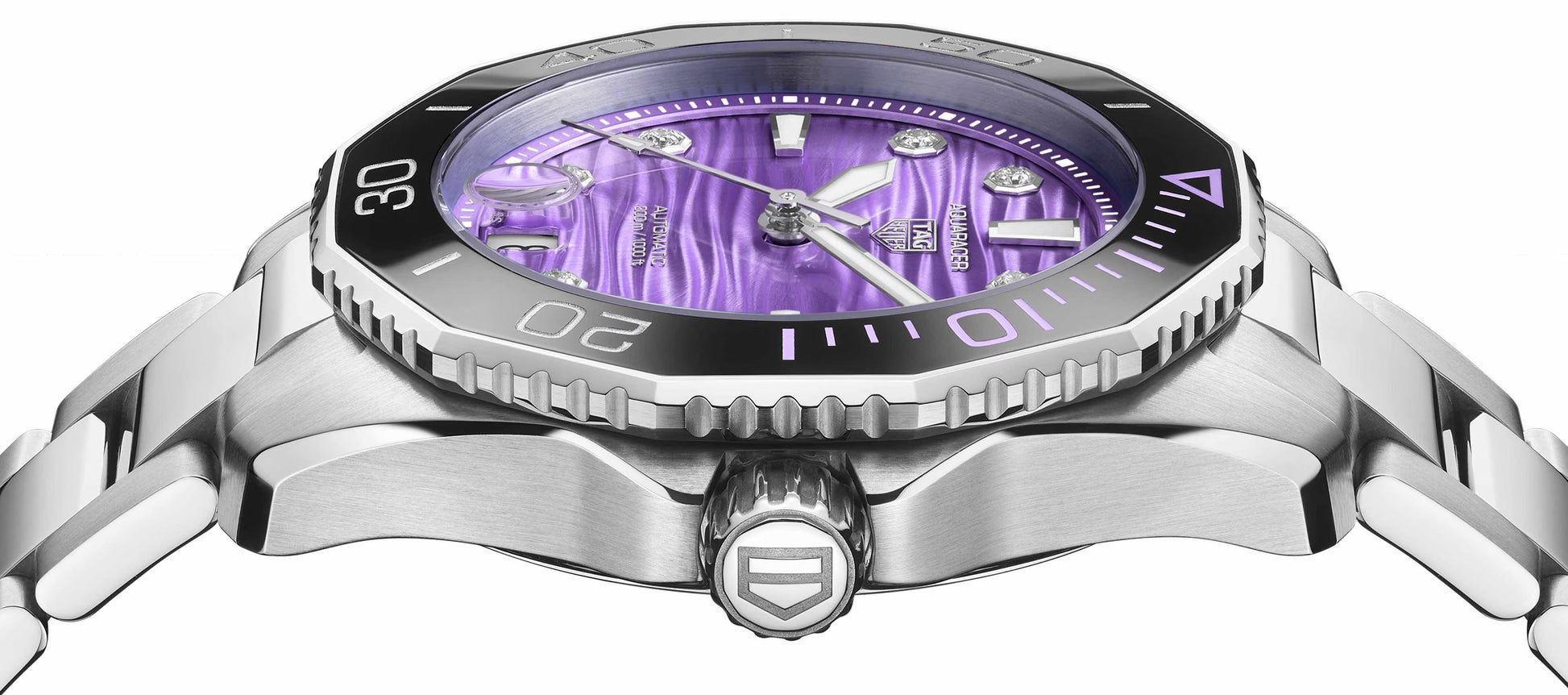 Unworn  Aquaracer Professional 300 Date, Stainless Steel Set with Diamonds, Ref# WBP231M.BA0618, Box & Papers