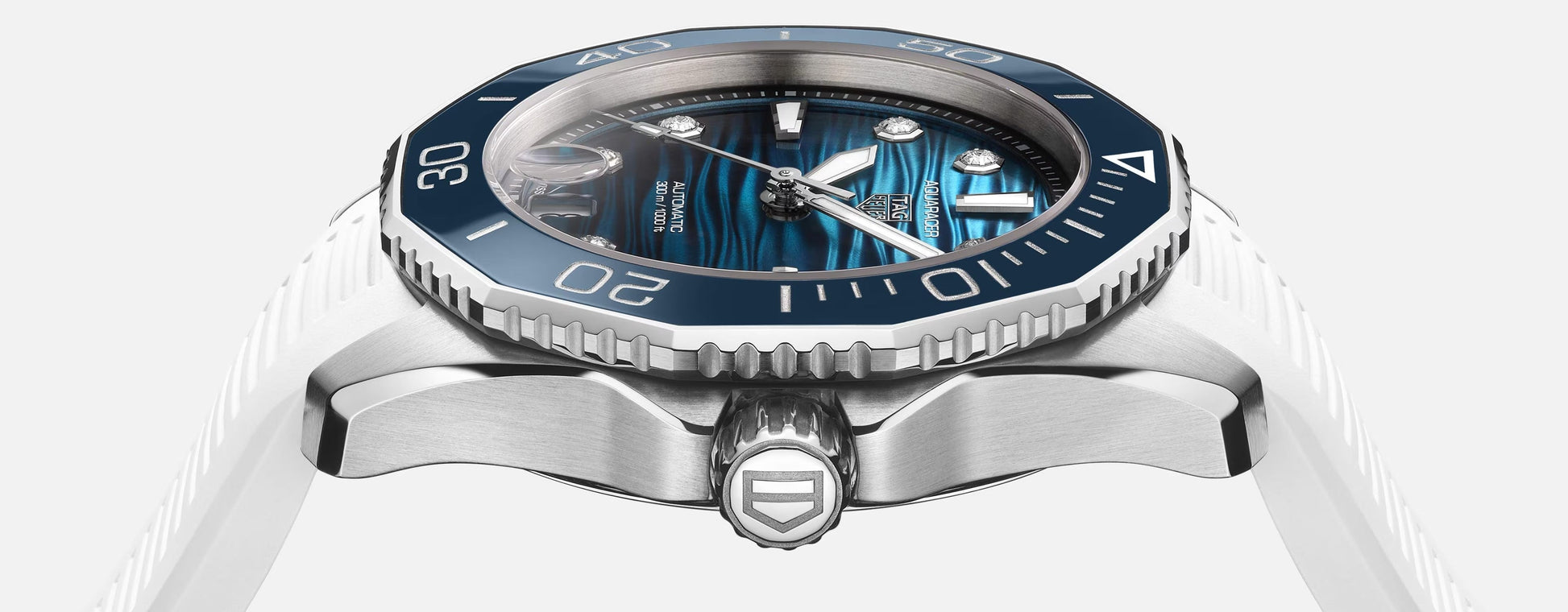 Unworn  Aquaracer Professional 300 Date, Stainless Steel Set with Diamonds, Ref# WBP231N.FT6234, Box & Papers