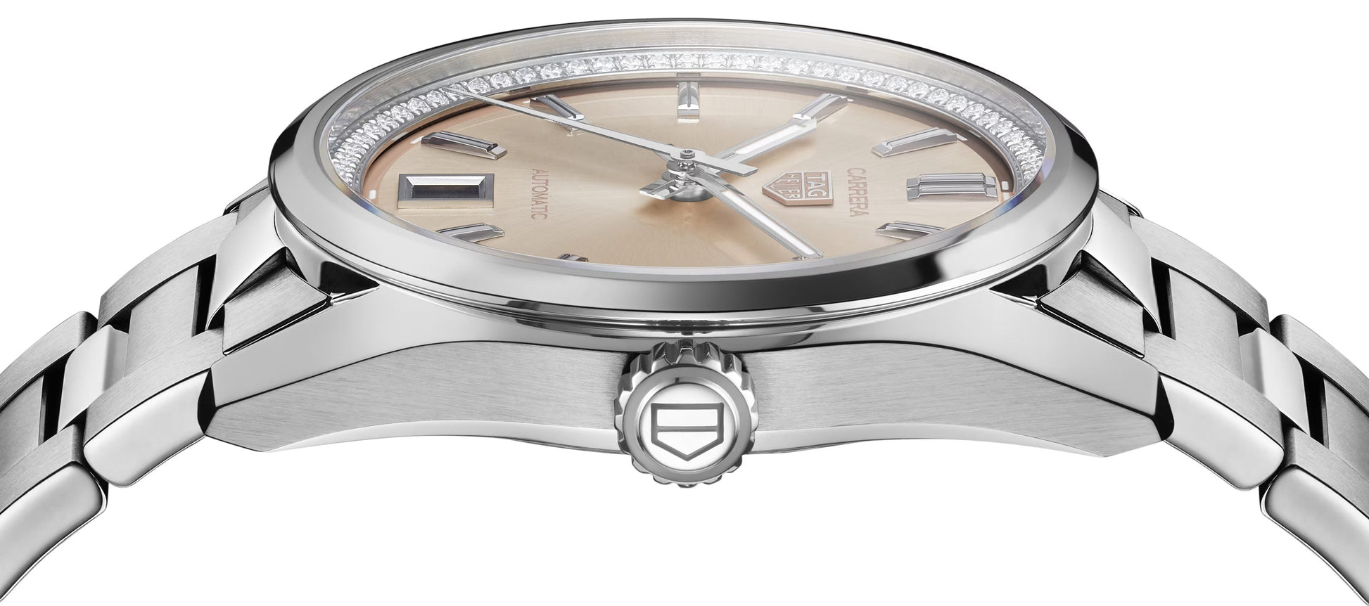 Unworn  Carrera Calibre 7 Date, Stainless Steel Set with Diamonds, 36Mm, Ref# WBN231A.BA0001, Box & Papers