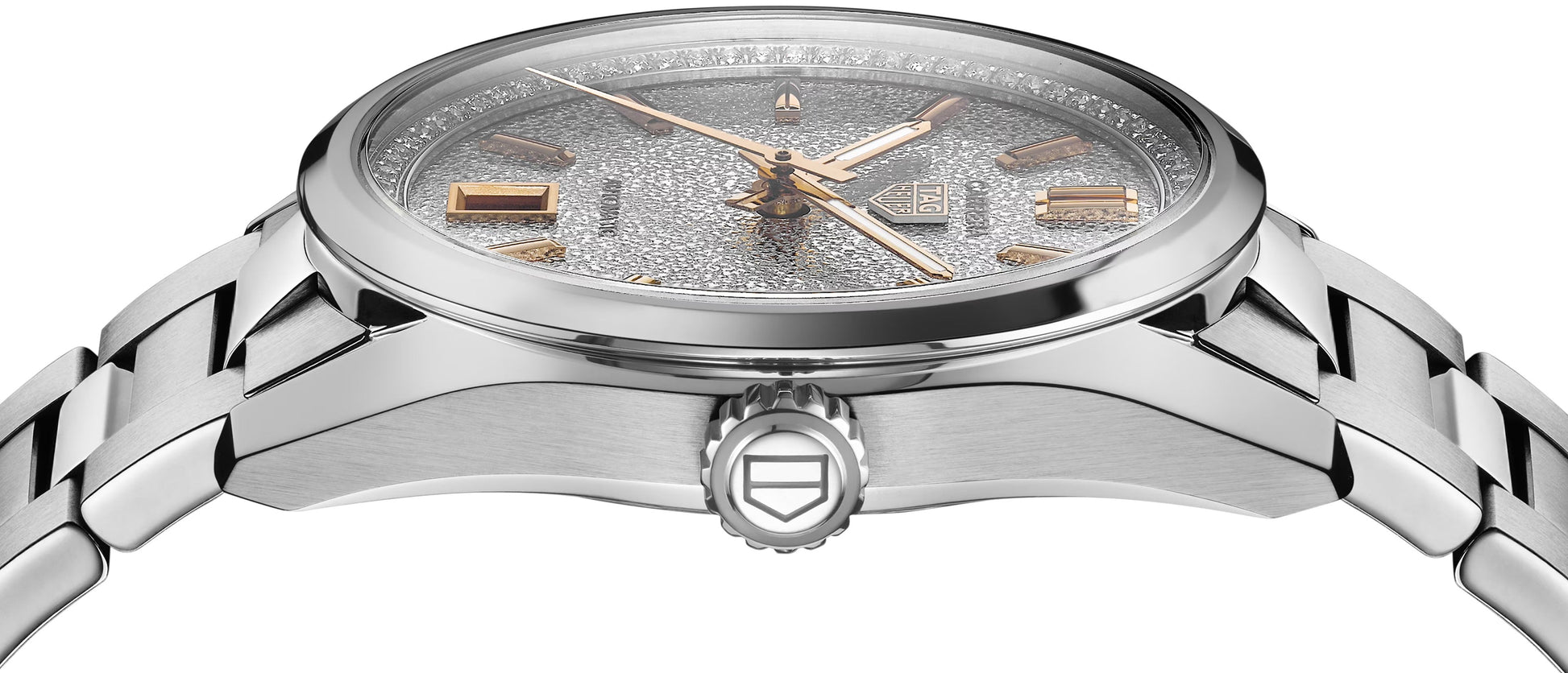 Unworn  Carrera Calibre 7 Date, Stainless Steel Set with Diamonds, 36Mm, Ref# WBN231B.BA0001, Box & Papers