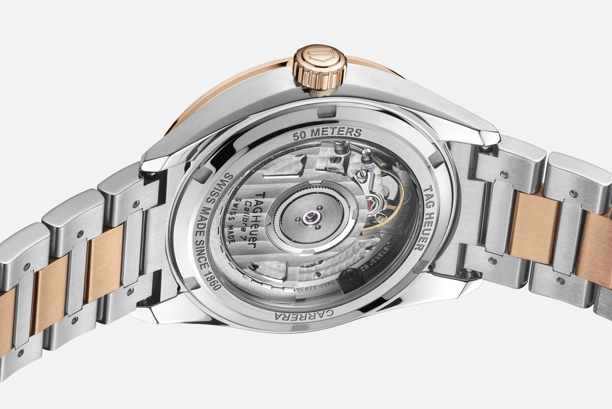 Unworn  Carrera Calibre 7 Date, Stainless Steel and 18K Rose Gold Set with Diamonds, 36Mm, Ref# WBN2351.BD0000, Box & Papers