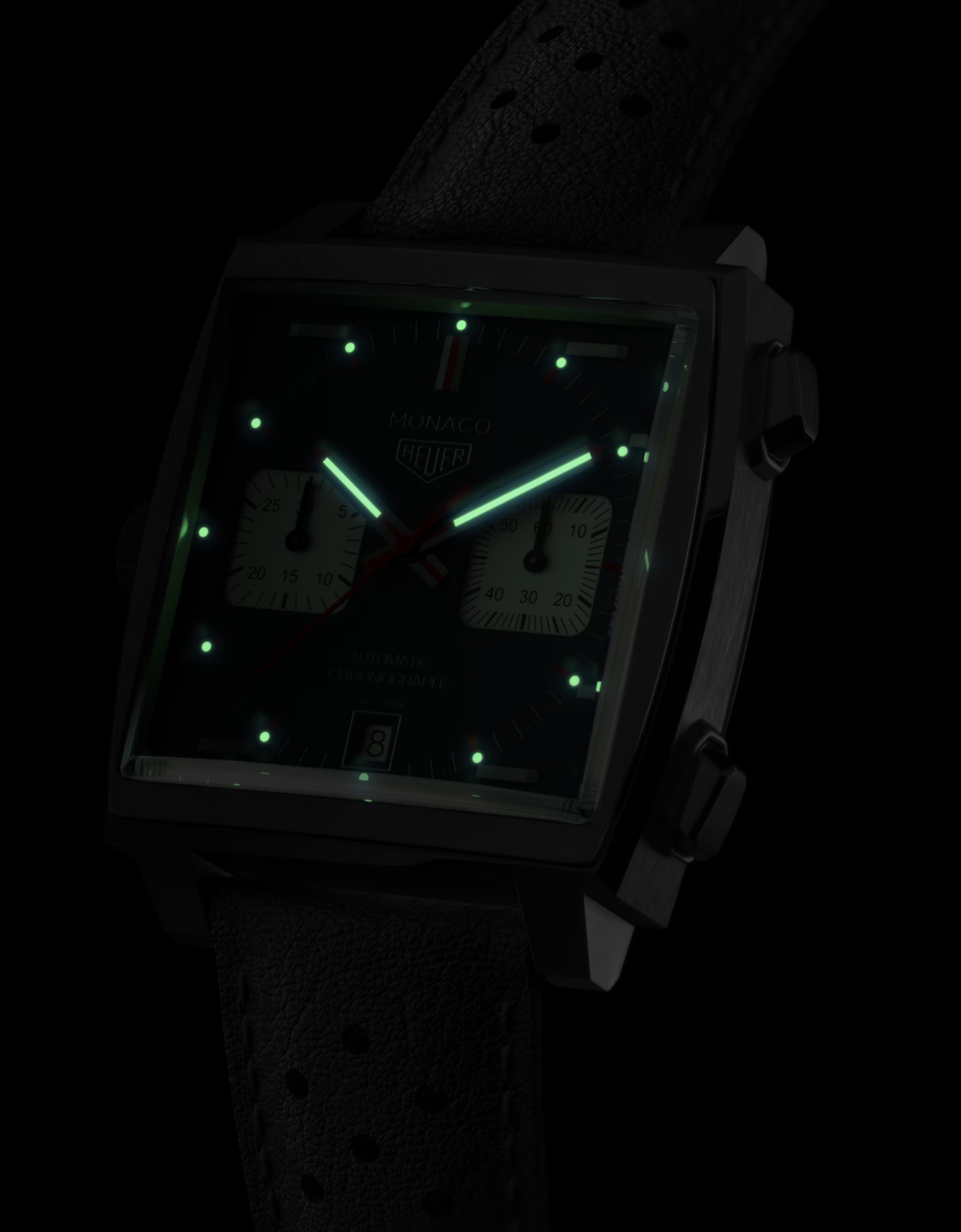 Unworn  Monaco Chronograph Automatic, Ref# CAW211P.FC6356, Box and Papers