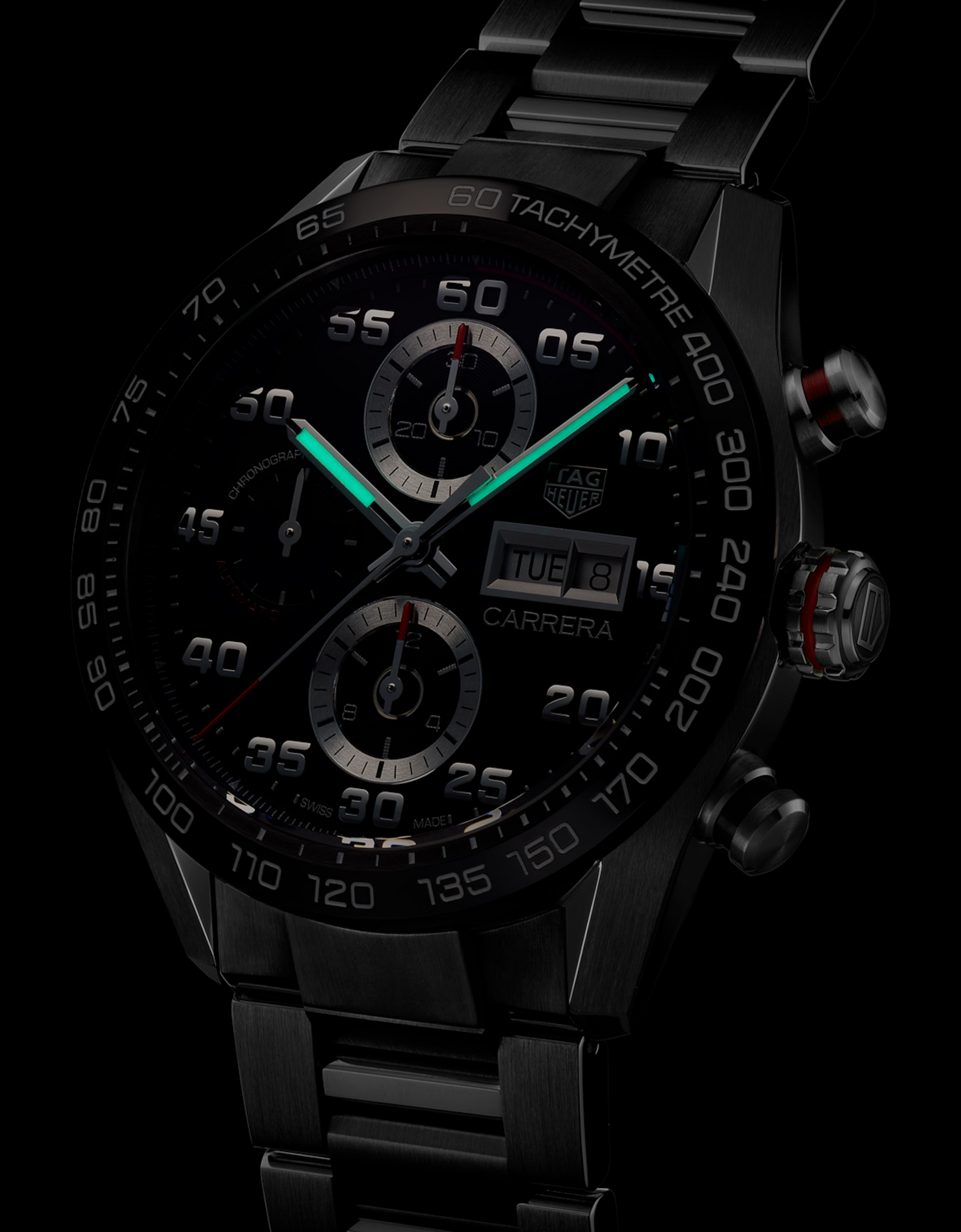 Unworn  Carrera Chronograph, Stainless Steel, 44Mm, Ref# CBN2A1AA.BA0643, Box & Papers