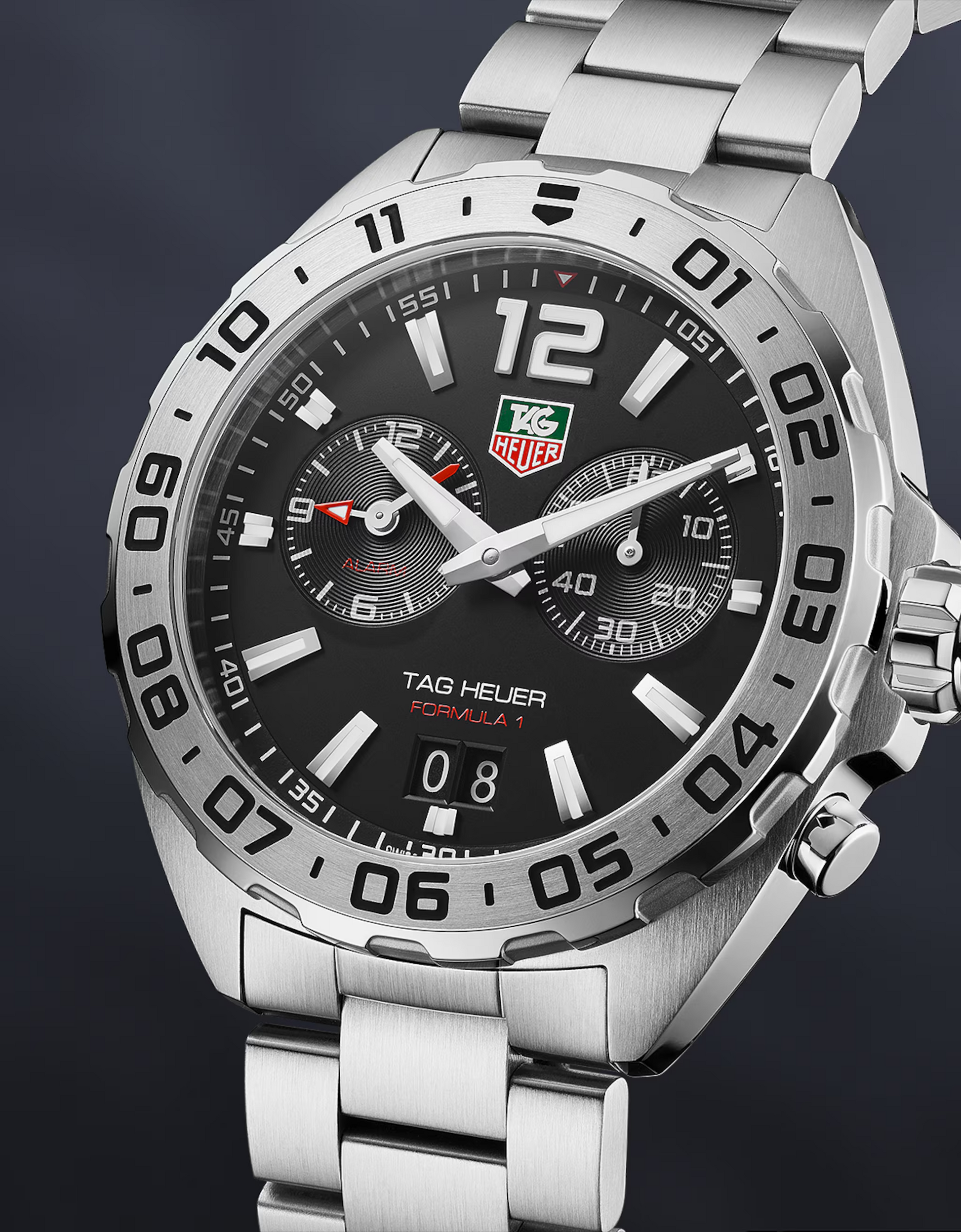 Unworn  Formula 1 Date Alarm Stainless Steel, 41Mm, Ref# WAZ111A.BA0875, Box & Papers