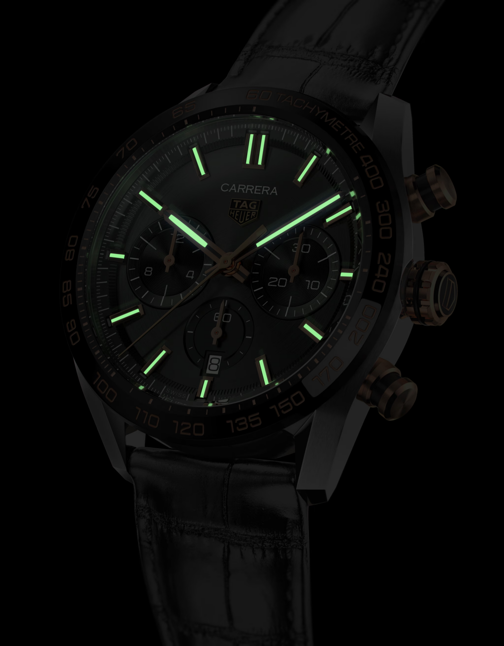 Unworn  Carrera Chronograph, Stainless Steel, 18K Rose Gold and Ceramic, 44Mm, Ref# CBN2A5A.FC6481, Box & Papers