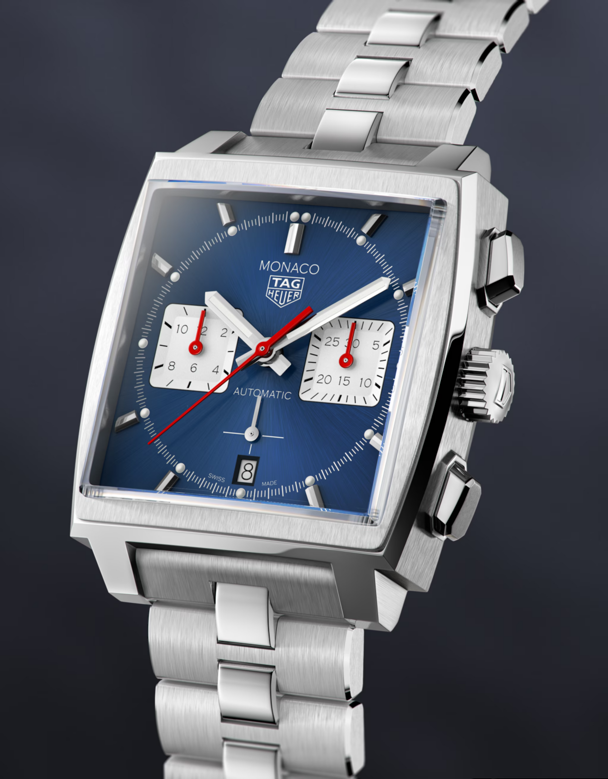 Unworn  Monaco Chronograph Automatic, Stainless Steel, 39Mm, Ref# CBL2111.BA0644, Box and Papers