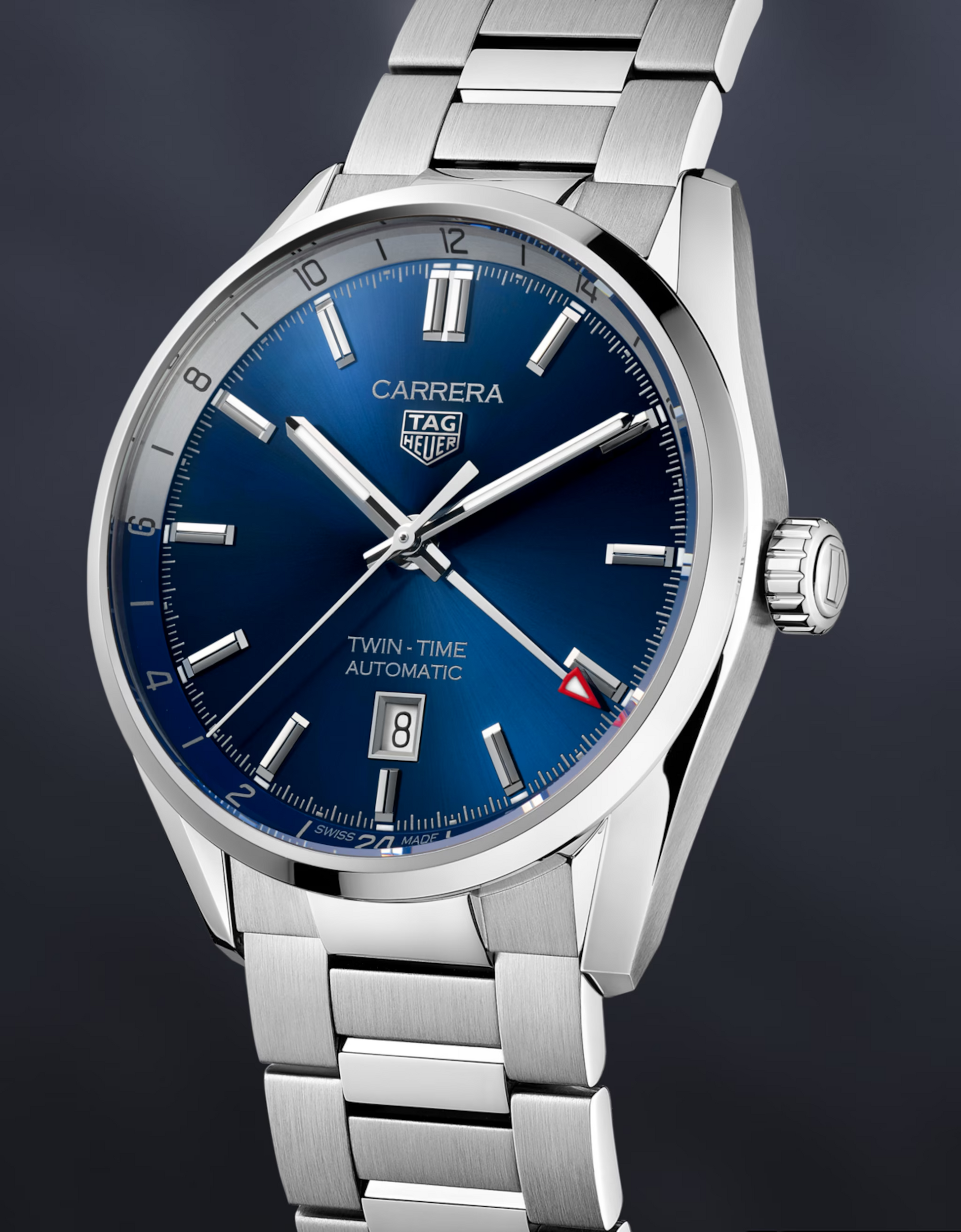 Unworn  Carrera Twin-Time Calibre 7 GMT, Stainless Steel, 41Mm, Ref# WBN201A.BA0640, Box & Papers