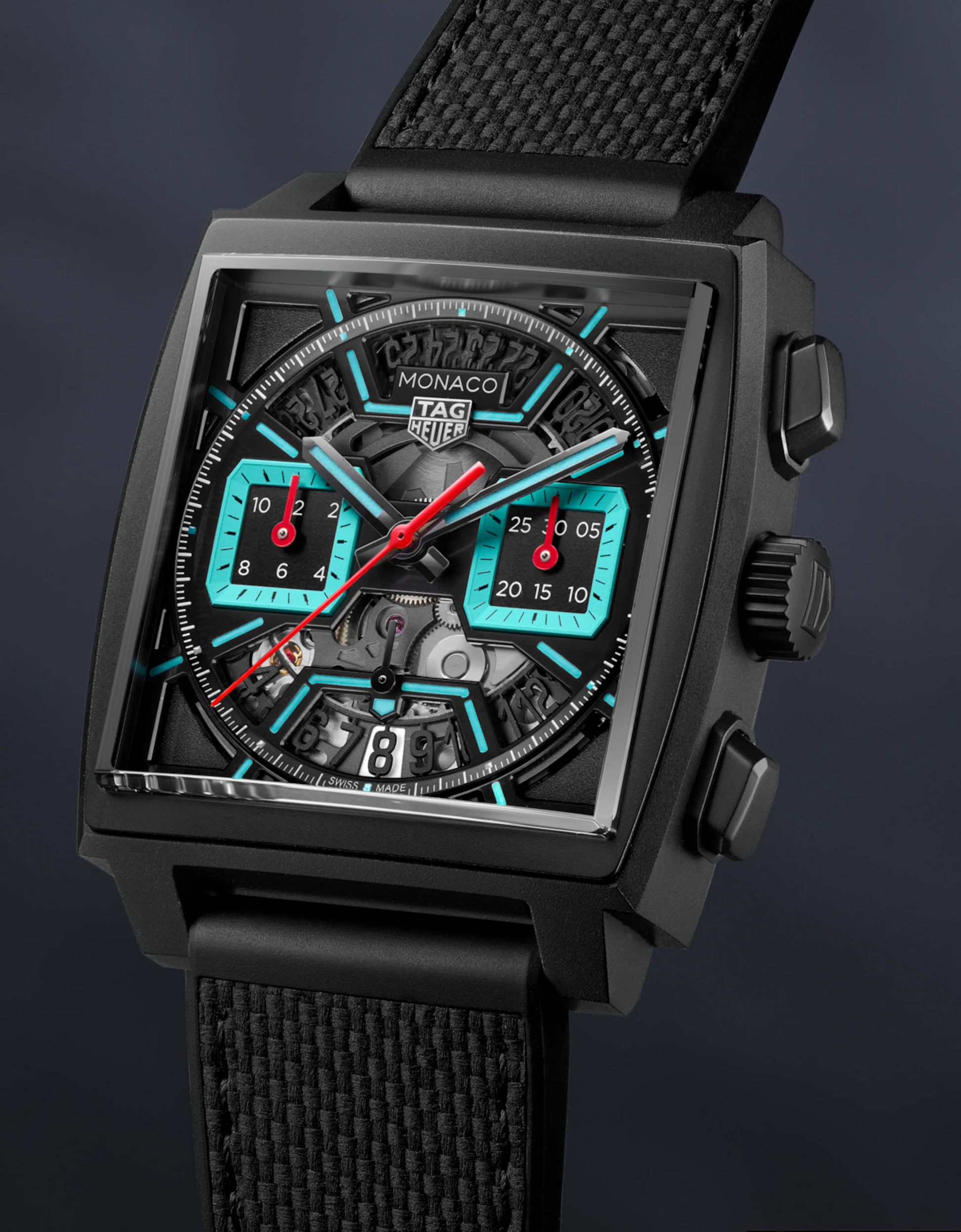 Unworn  Monaco Chronograph Skeleton, Black DLC Titanium, Automatic, 39Mm, Ref# CBL2184.FT6236, Box and Papers