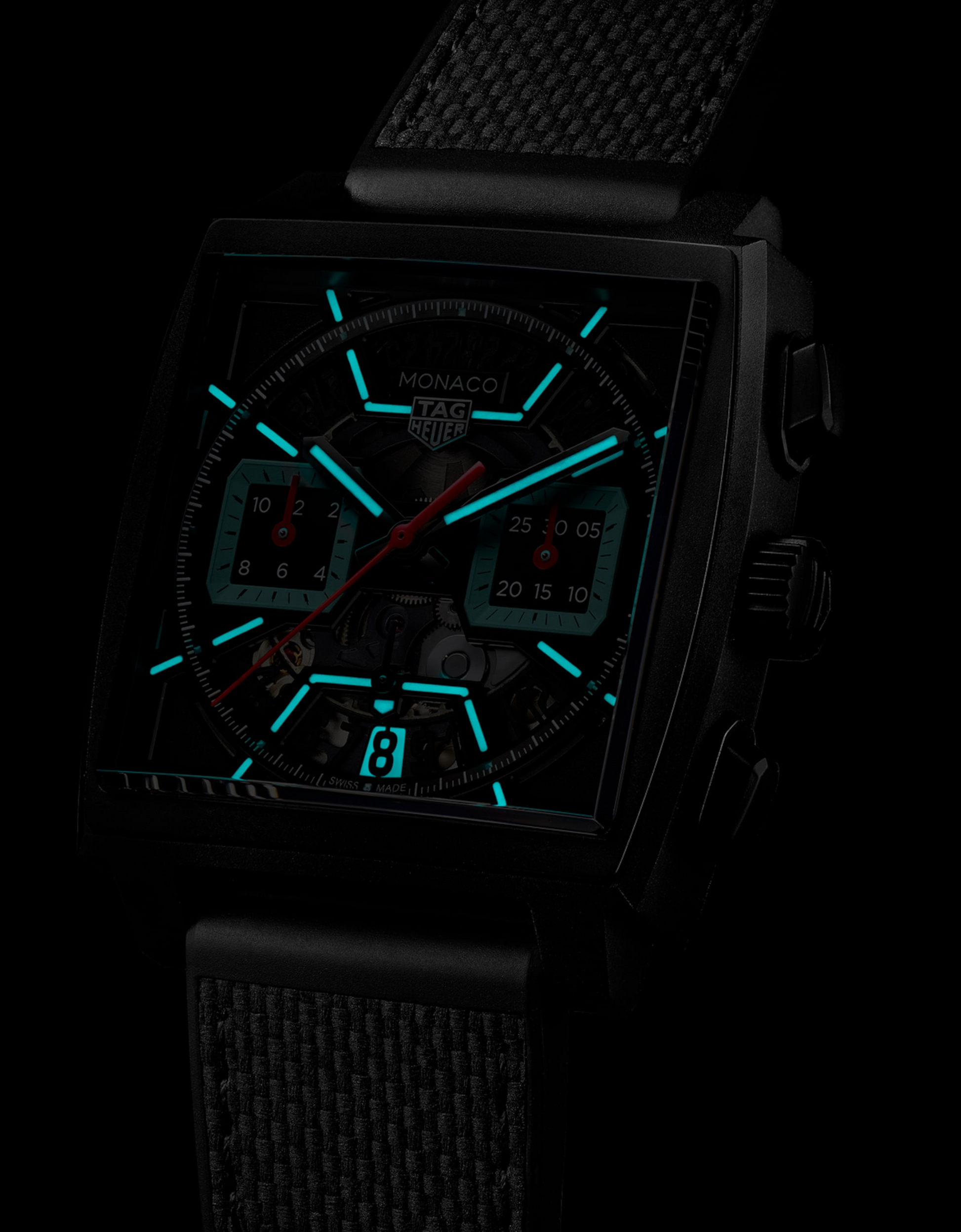 Unworn  Monaco Chronograph Skeleton, Black DLC Titanium, Automatic, 39Mm, Ref# CBL2184.FT6236, Box and Papers