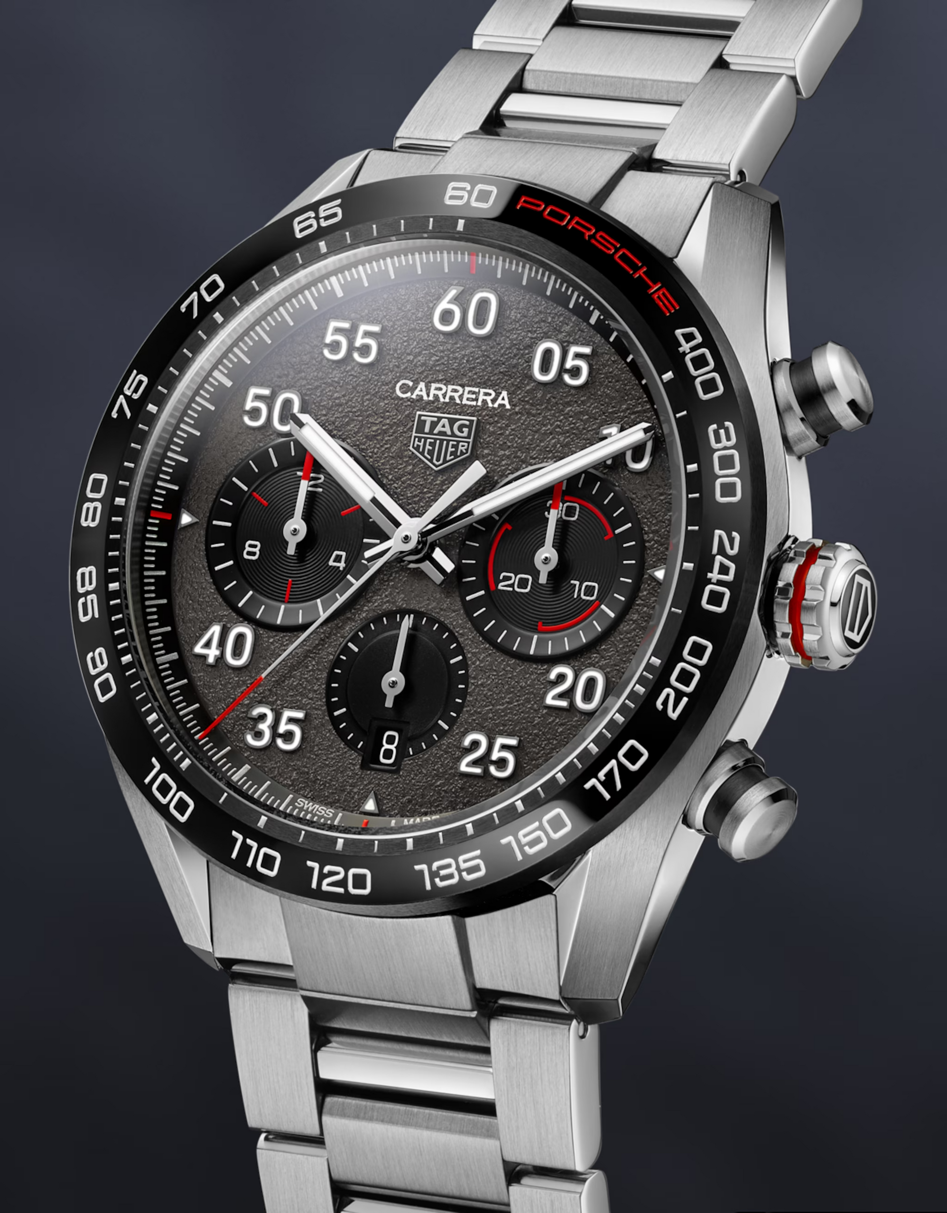 Unworn  Carrera Chronograph X Porsche, Stainless Steel, 44Mm, Ref# CBN2A1F.BA0643, Box & Papers